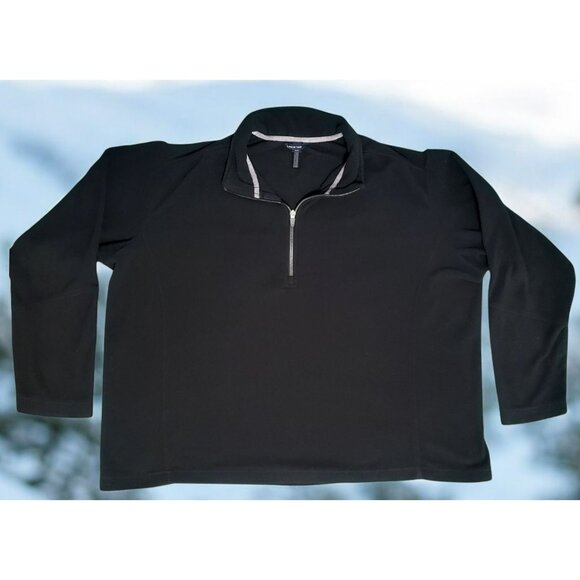 Lands End PolarTec Fleece Pullover Quarter-Zip Sweatshirt Sweater Black Mens XXL - Picture 1 of 11